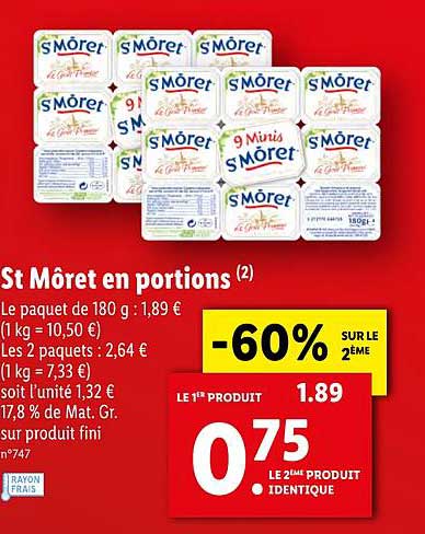 st morêt en portions -60% sur le 2ème