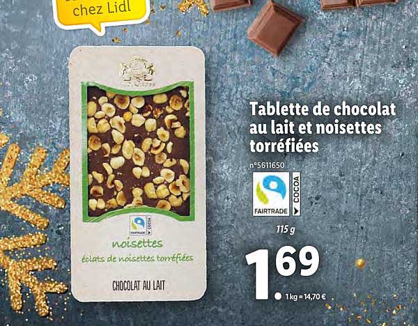tablette de chocolat au lait et noisettes torréfiées