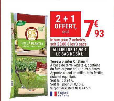 terre à planter or brun 2+1 offert
