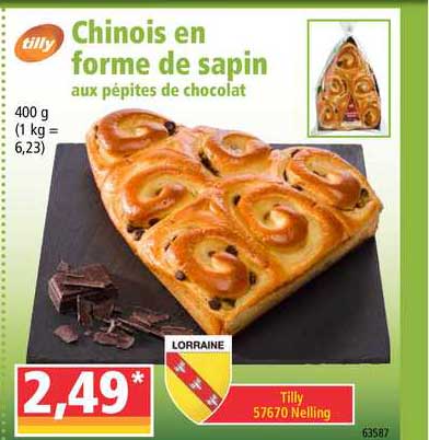 tilly chinois en forme de sapin aux pépites de chocolat