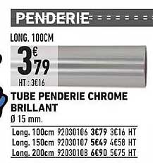 tube penderie chrome brillant