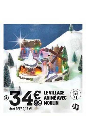 village animé avec moulin