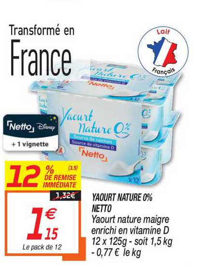 Yaourt Nature 0% 12% De Remise Immédiate