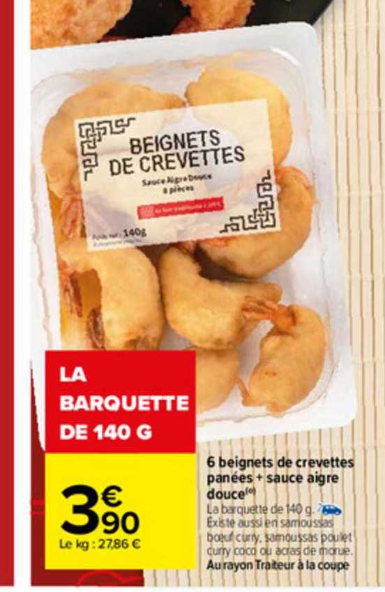 6 beignets de crevettes panées + sauce aigre douce