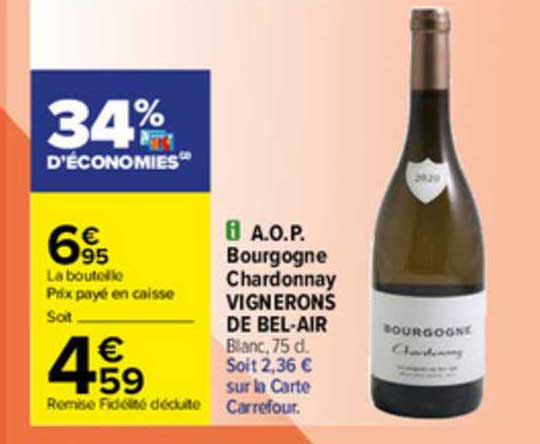 a.o.p. bourgogne chardonnay vignerons de bel-air