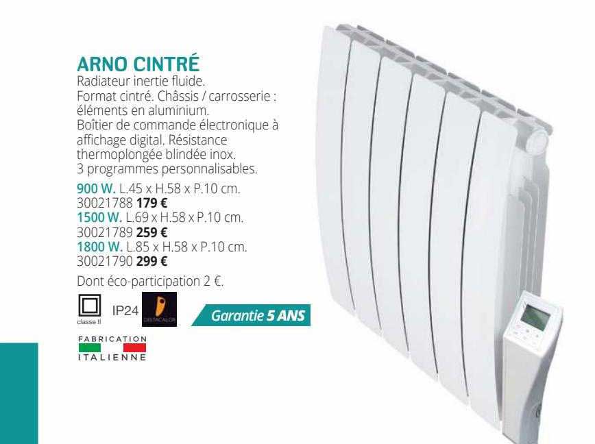 radiateur inertie fluide arno cintré