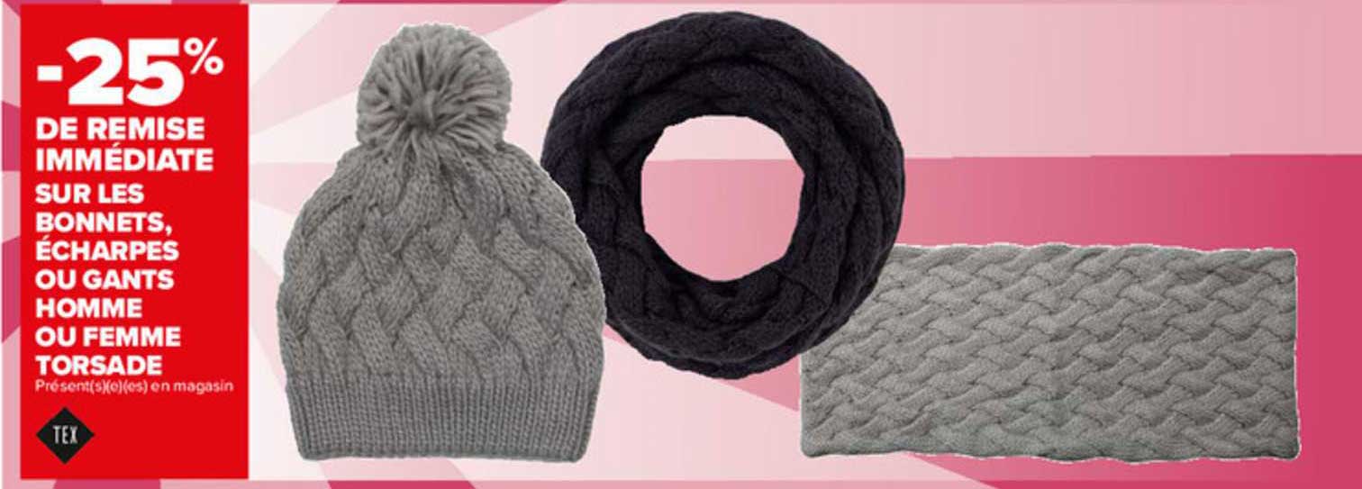 bonnets, écharpes ou gants homme ou femme torsade tex