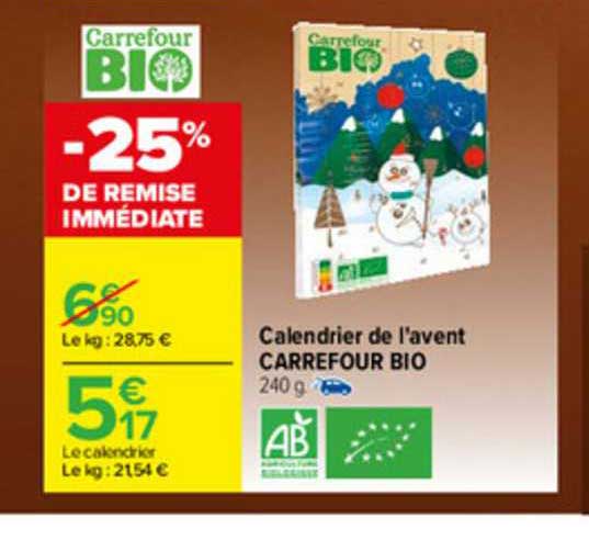 calendrier de l'avent carrefour bio