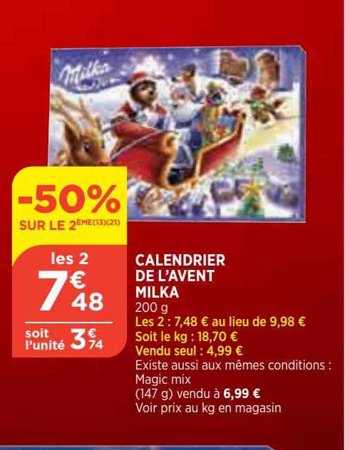 calendrier de l'avent milka