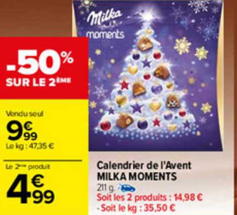 calendrier de l'avent milka moments