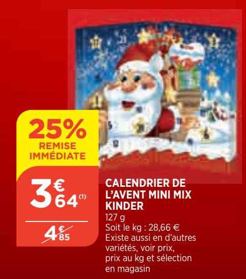 calendrier de l'avent mini mix kinder