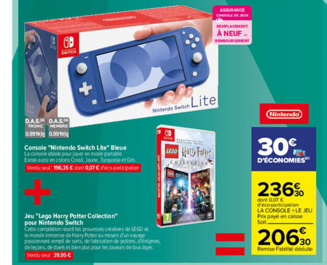 console "nintendo switch lite "bleue" + jeu "lego harry potter collection" pour nintendo switch