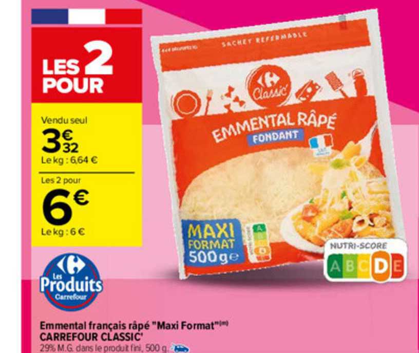 emmental français râpé "maxi format" carrefour classic'