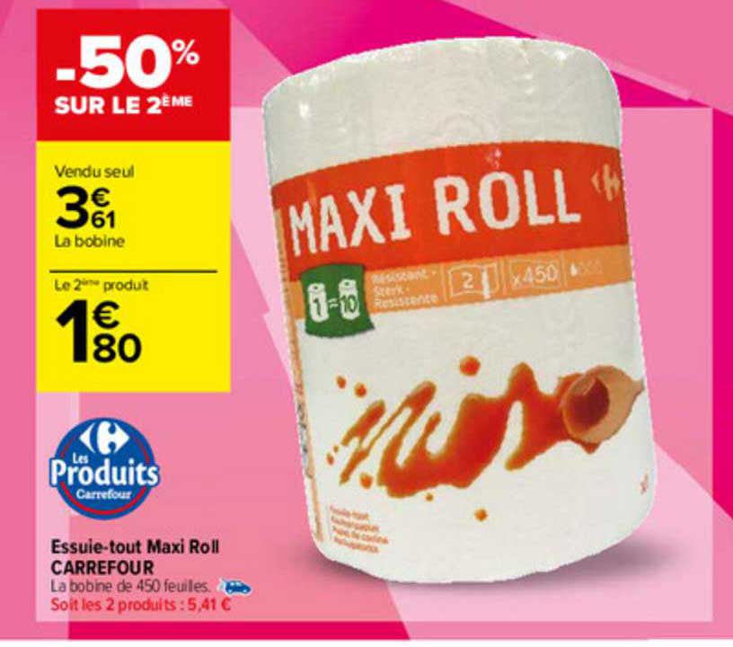 essuie-tout maxi roll carrefour
