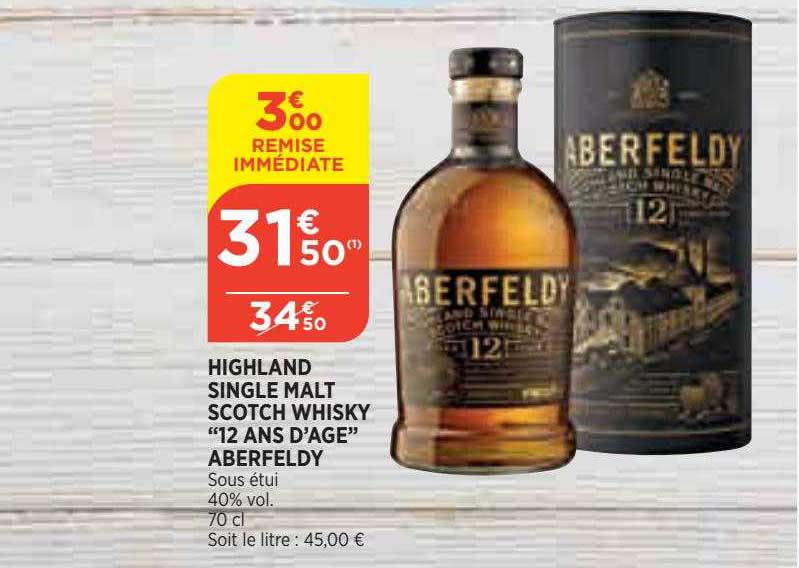 highliand single malt scotch whisky "12 ans d'âge" aberfeldy