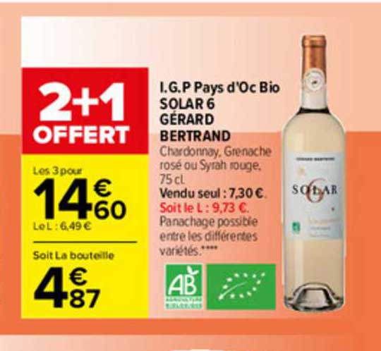 i.g.p. pays d'oc bio solar 6 gérard bertrand
