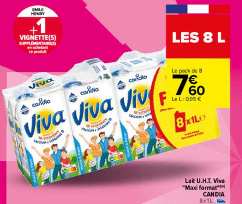 lait u.h.t. viva "maxi format" candia