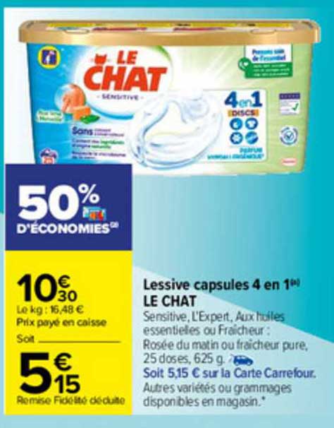 Lessive Capsules 4 En 1 Le Chat