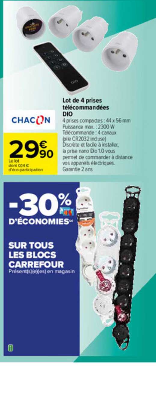 lot de 4 prises télécommandées dio