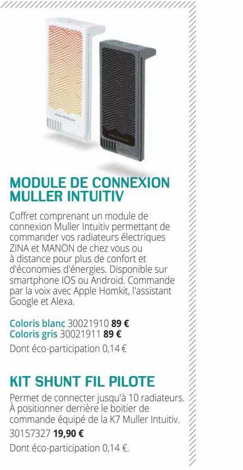 module de connexion muller intuitiv, kit shunt fil pilote