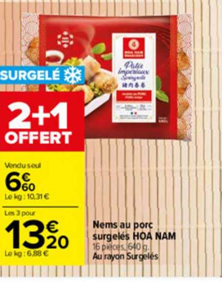 nems au porc surgelés hoa nam
