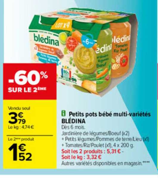 petits pots bébé multi-variétés blédina