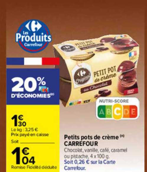 petits pots de crème carrefour