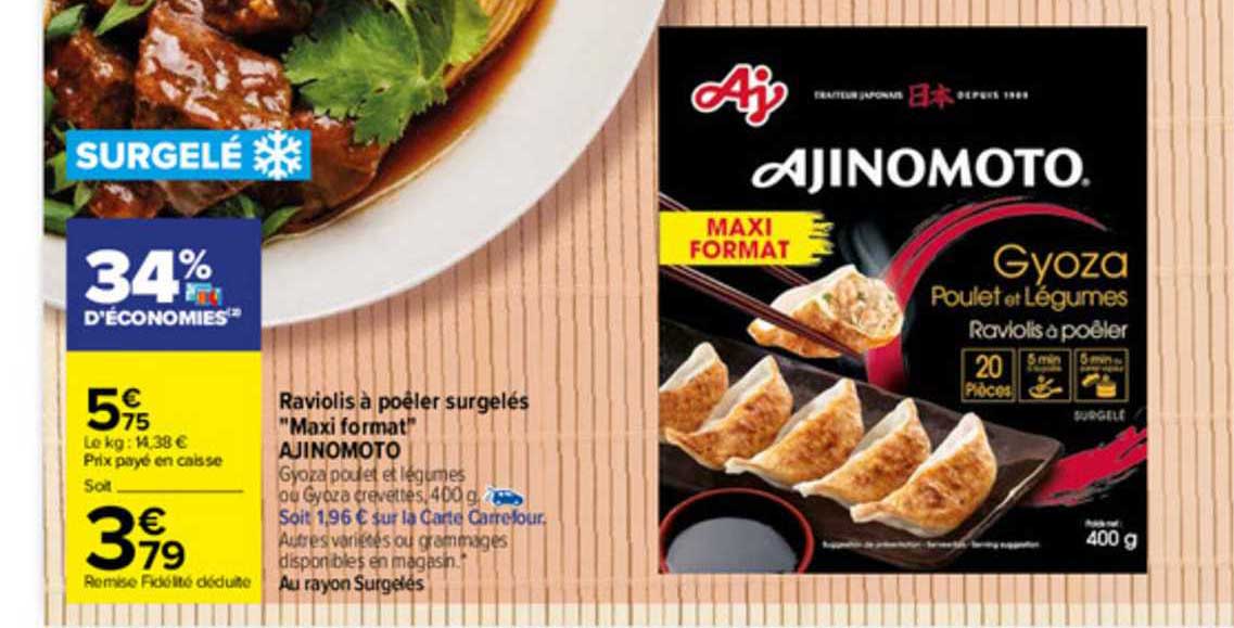 raviolis à poêler surgelés "maxi format" ajinomoto