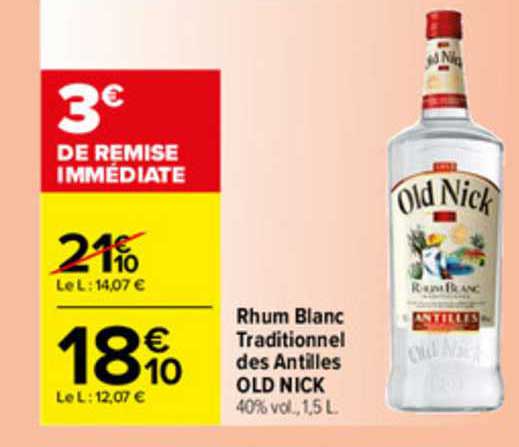 rhum blanc traditionnel des antilles old nick
