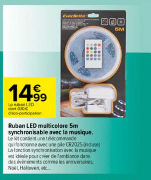 ruban led multicolore 5m synchronisable avec la musique