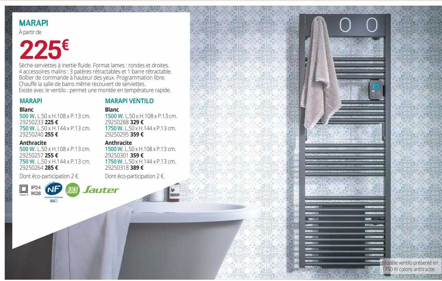 sèche-serviettes à inertie fluide marapi sauter