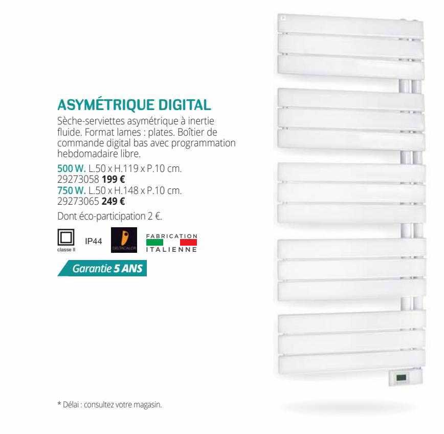sèche-serviettes asymétrique digital