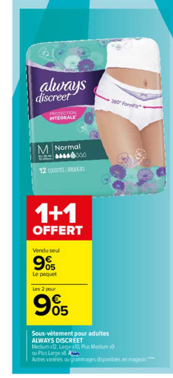 sous-vêtement pour adultes always discreet