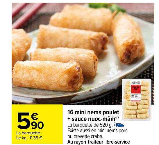 16 mini nems poulet + sauce nuoc-mâm