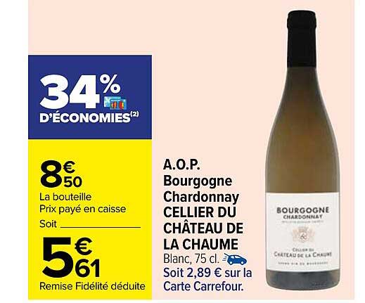 a.o.p. bourgogne chardonnay cellier du château de la chaume