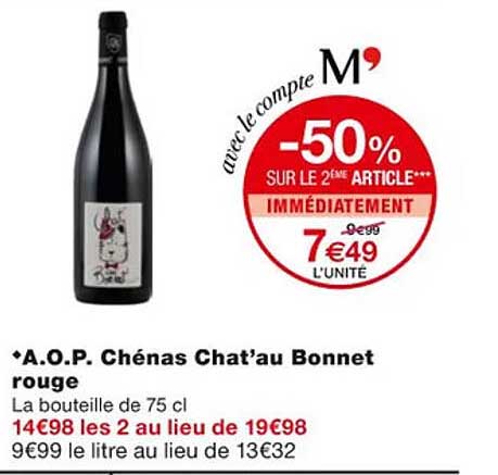 a.o.p. chénas chat'au bonnet rouge