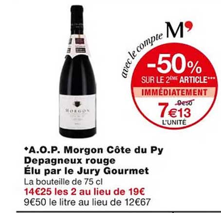 a.o.p. morgon côte du py depagneux rouge élu par le jury gourmet