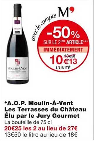 a.o.p. moulin-à-vent les terrasses du château élu par le jury gourmet