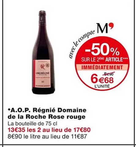 a.o.p. régnié domaine de la roche rose rouge