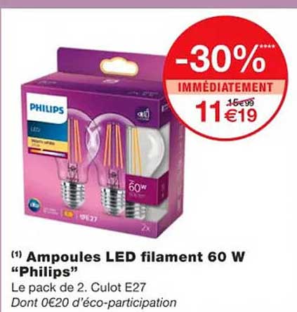ampoules led filament 60 w "philips"