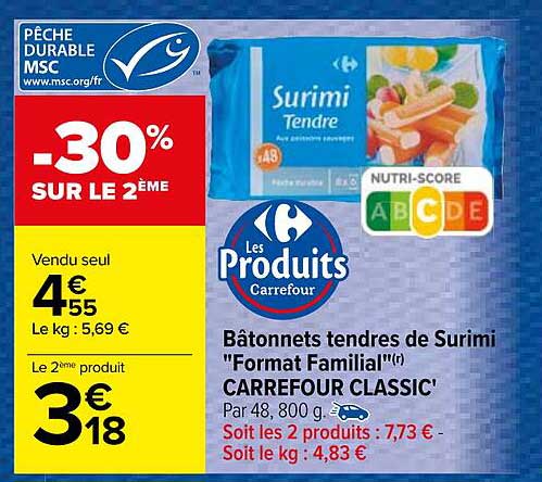 Bâtonnets Tendres De Surimi "format Familial" Carrefour Classic'