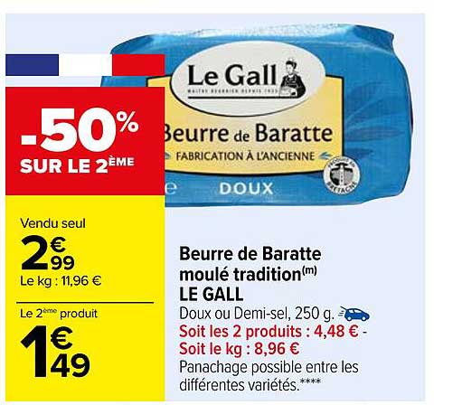 beurre de baratte moulé tradition le gall