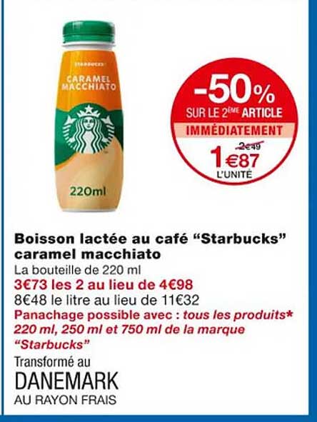 boisson lactée au café "starbucks" caramel macchiato