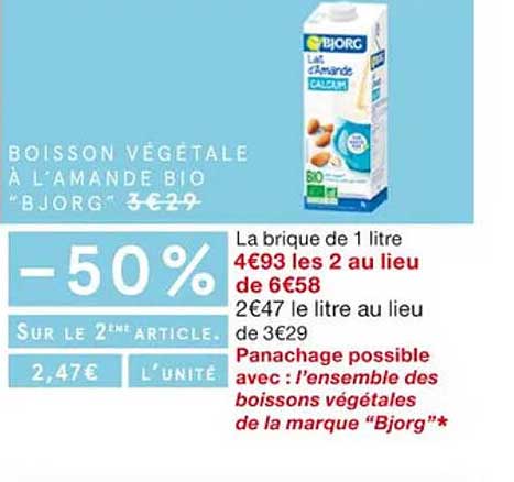 boisson végétale à l'amande bio "bjorg"