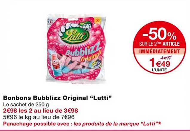 bonbons bubblizz original "lutti"