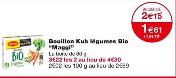 Bouillon Kub Légumes Bio "maggi"