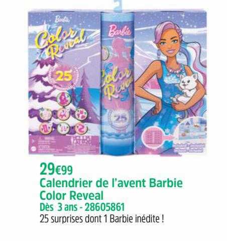 calendrier de l'avent barbie color reveal