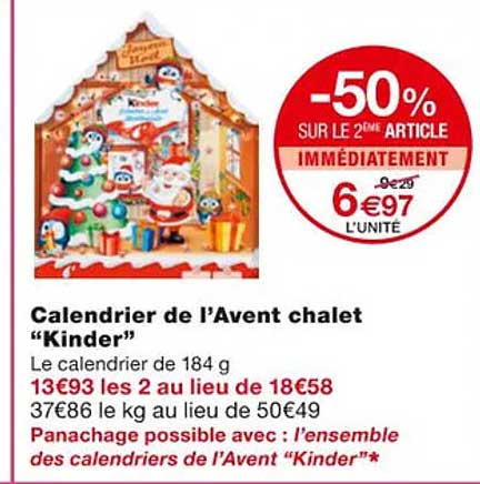 calendrier de l'avent de l'avent chalet "kinder"