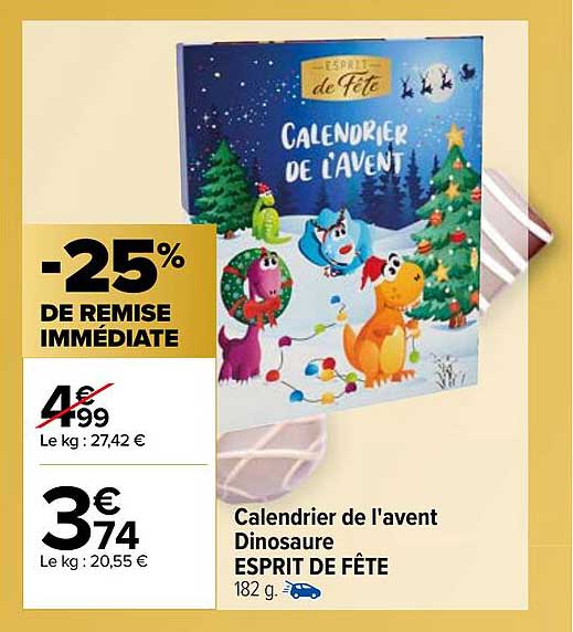 calendrier de l'avent dinosaure esprit de fête