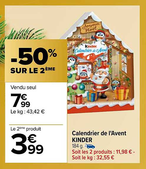 calendrier de l'avent kinder